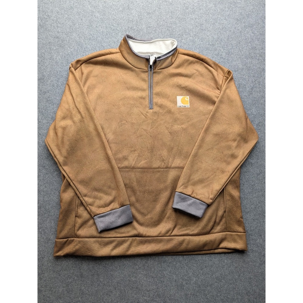 Carhartt Light Brown Quarter Zip Fleece Pullover XxL Long Sleeve Pocket